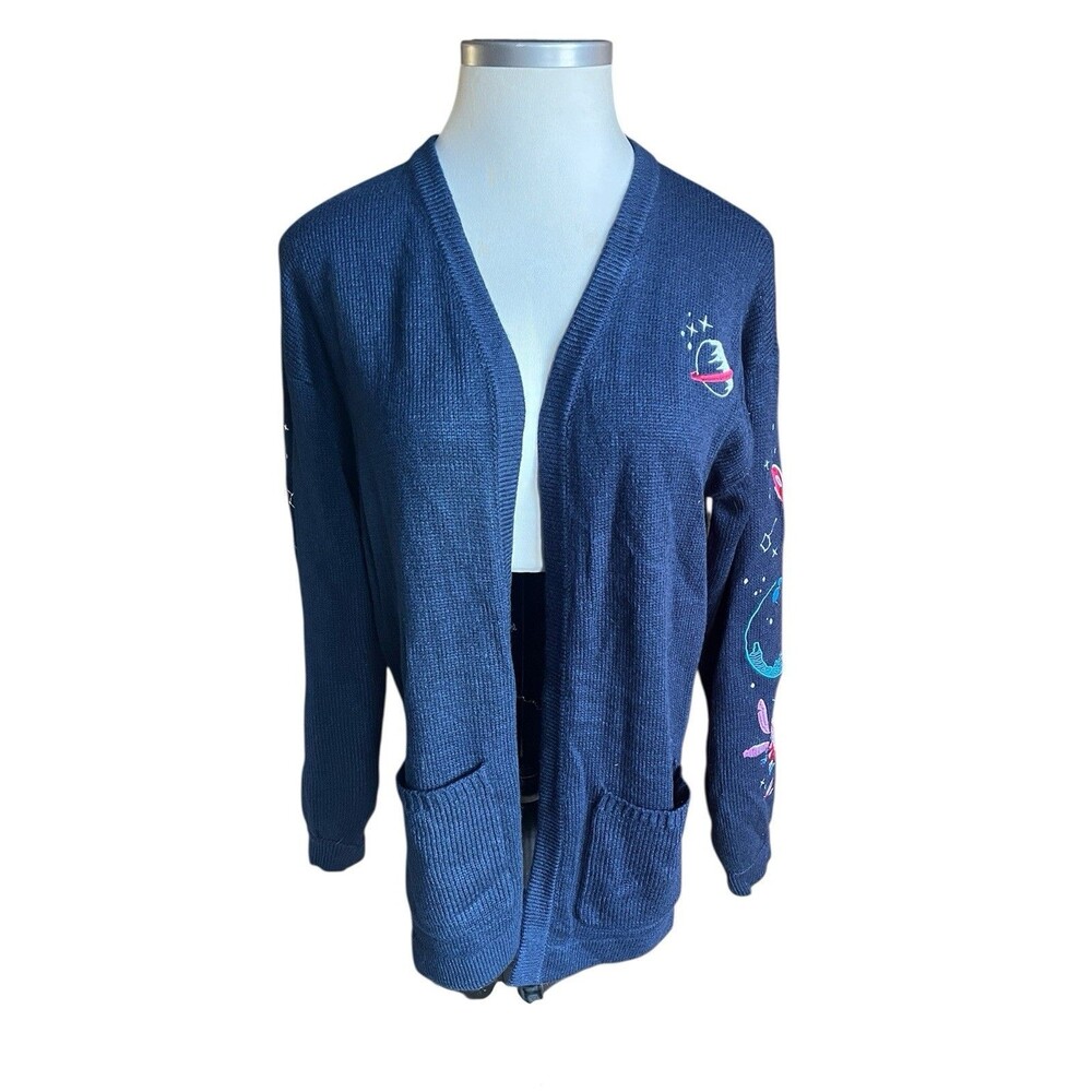Disney Lilo & Stitch Space Open Cardigan Size Medium Navy NWT Hot Topic